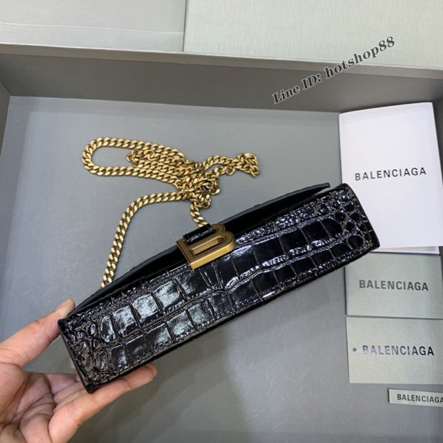 Balenciaga專櫃爆款鱷魚紋迷你女士肩背包 巴黎世家沙漏鏈條斜挎包 fyj1869